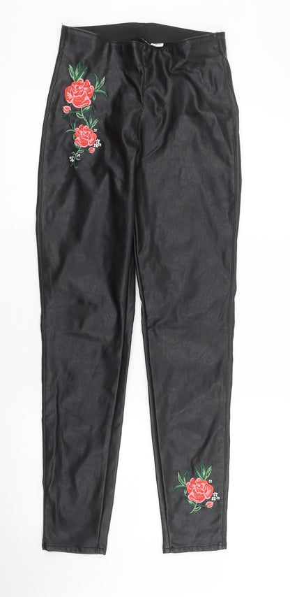 Womens UK Size 8 H&M Regular Fit Carrot Black Trousers