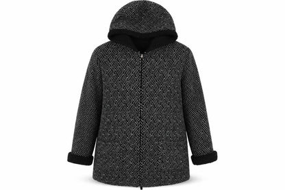 Bonmarché Womens Black Geometric Jacket Coat Size L