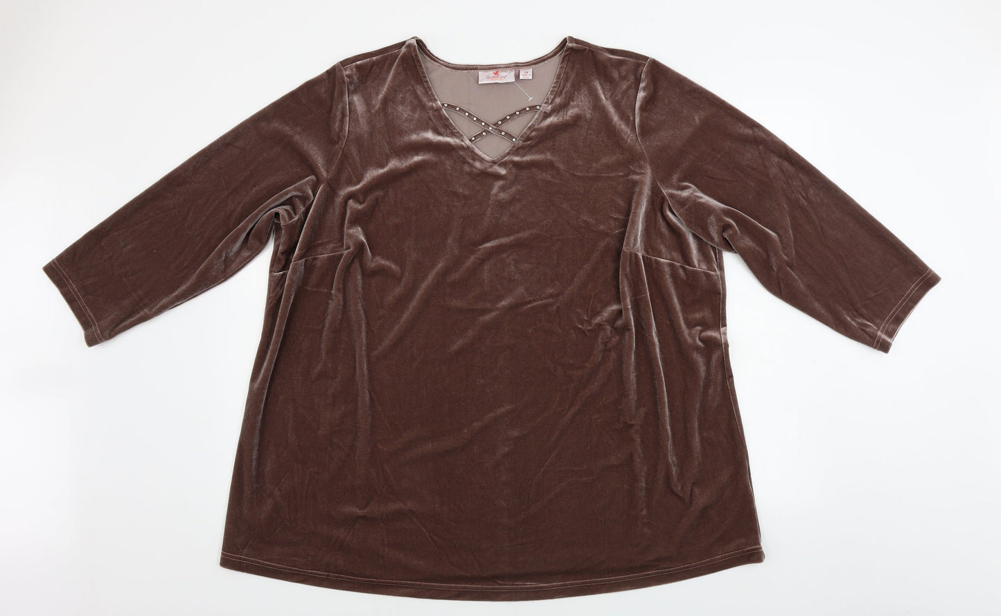 Womens UK Size 2XL Preworn Brown Basic Blouse