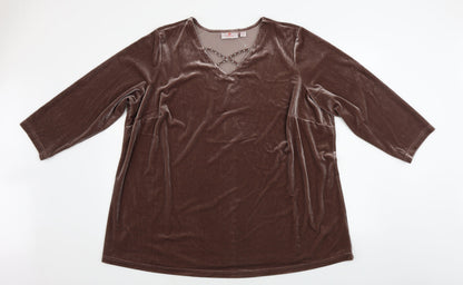 Womens UK Size 2XL Preworn Brown Basic Blouse