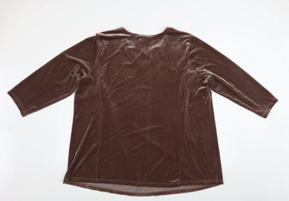 Womens UK Size 2XL Preworn Brown Basic Blouse