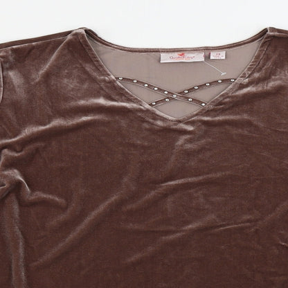 Womens UK Size 2XL Preworn Brown Basic Blouse