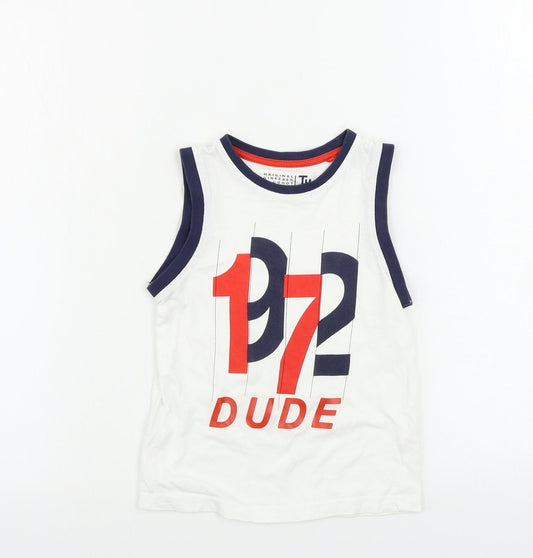 TU Boys White   Basic T-Shirt Size 4 Years
