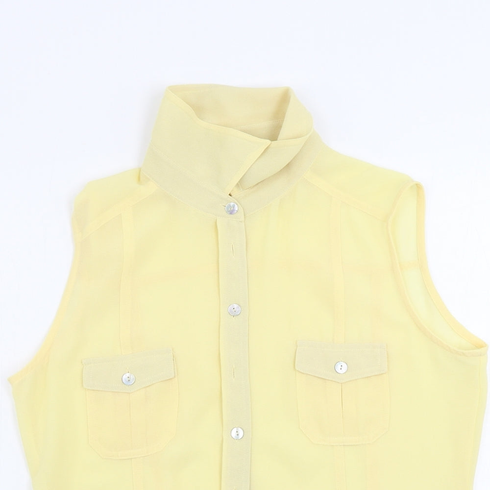 Womens UK Size 16 New Look Yellow Basic Button-Up