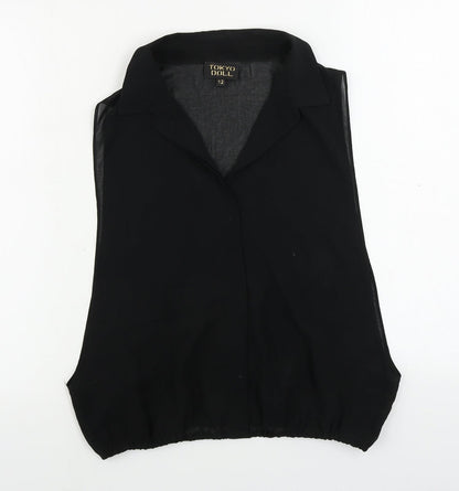 Tokyo Doll  Womens Black   Basic Button-Up Size 12