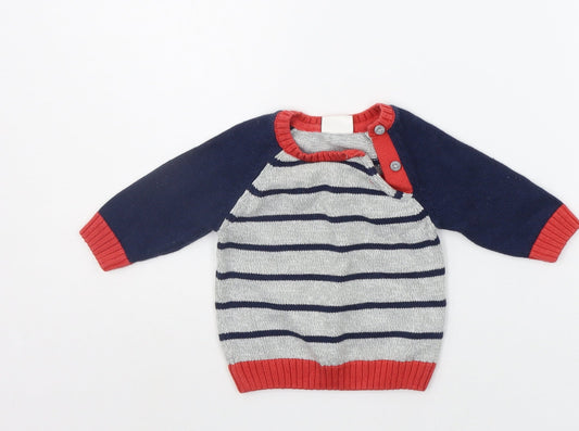 F&F Baby Grey Striped  Pullover Jumper Size 0-3 Months