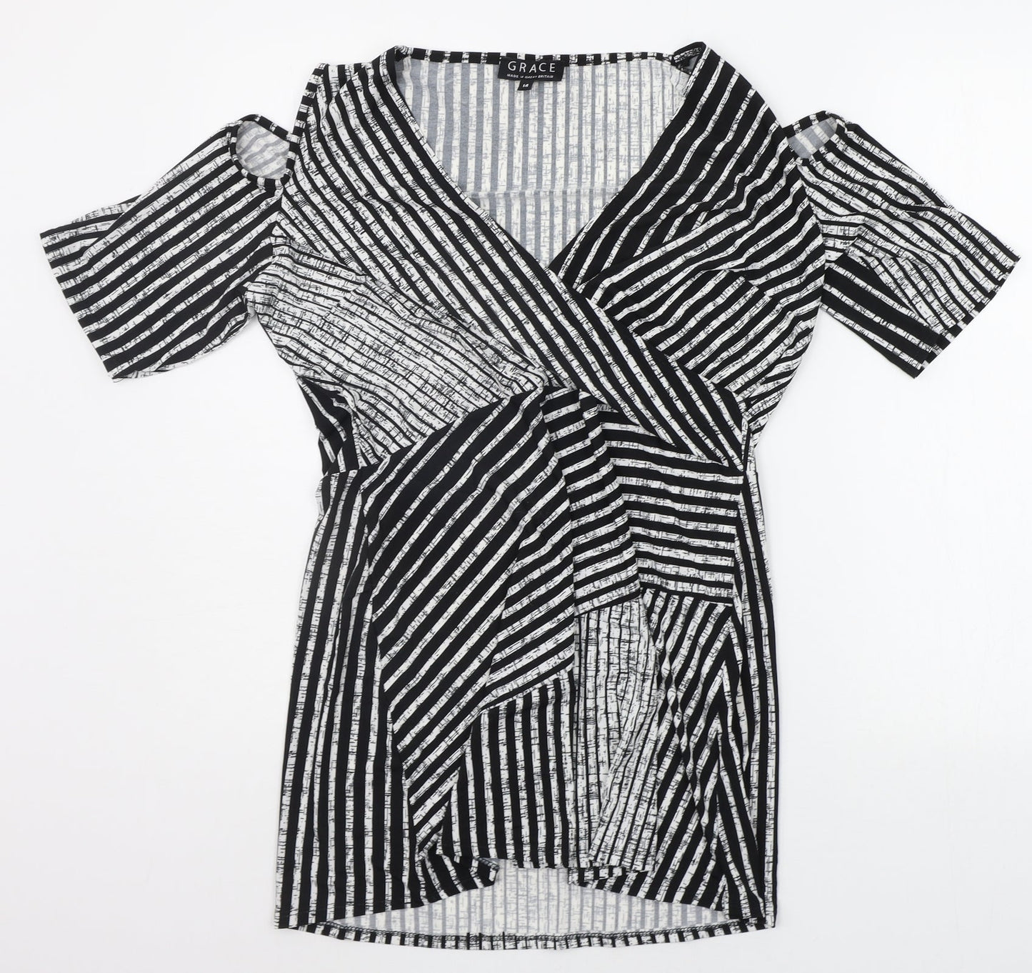 Grace Womens Black Striped  A-Line  Size 14