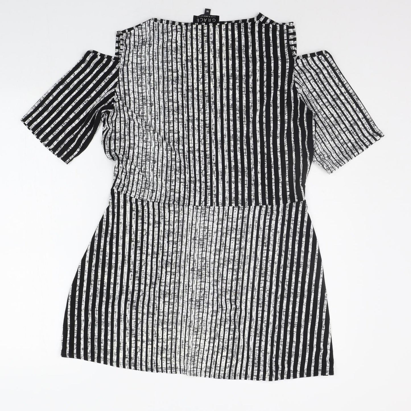 Grace Womens Black Striped  A-Line  Size 14