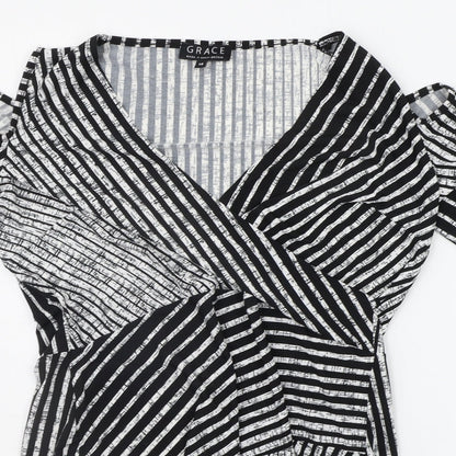 Grace Womens Black Striped  A-Line  Size 14