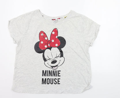Matalan Womens Grey Geometric  Top Pyjama Top Size M  - MICKEY MOUSE
