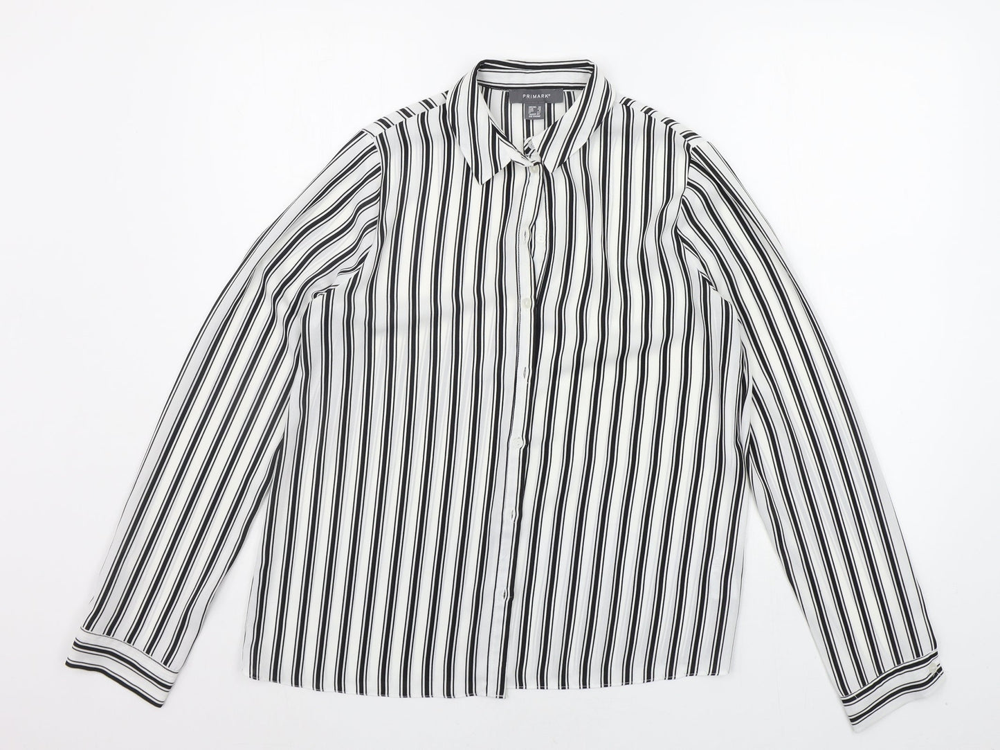 Primark Womens Black Striped  Basic Button-Up Size 10