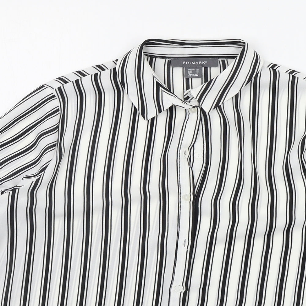 Primark Womens Black Striped  Basic Button-Up Size 10