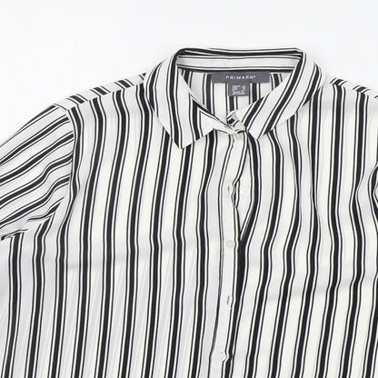 Primark Womens Black Striped  Basic Button-Up Size 10