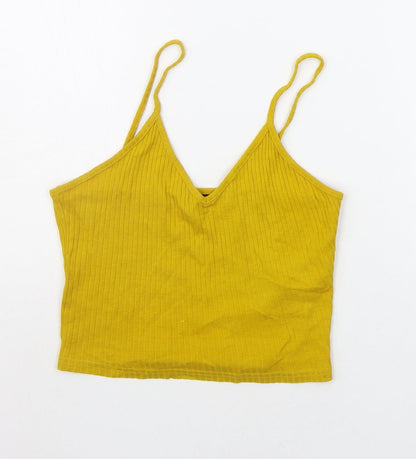 Womens UK Size 8 Topshop Yellow Basic Tank