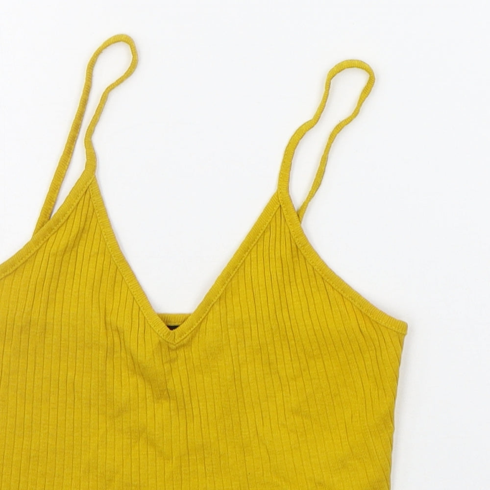Womens UK Size 8 Topshop Yellow Basic Tank