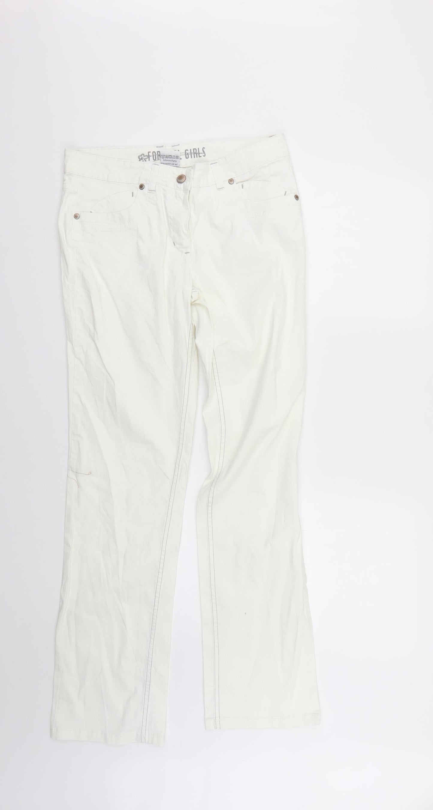 pooopvano Womens White   Skinny Jeans Size 16 L30 in