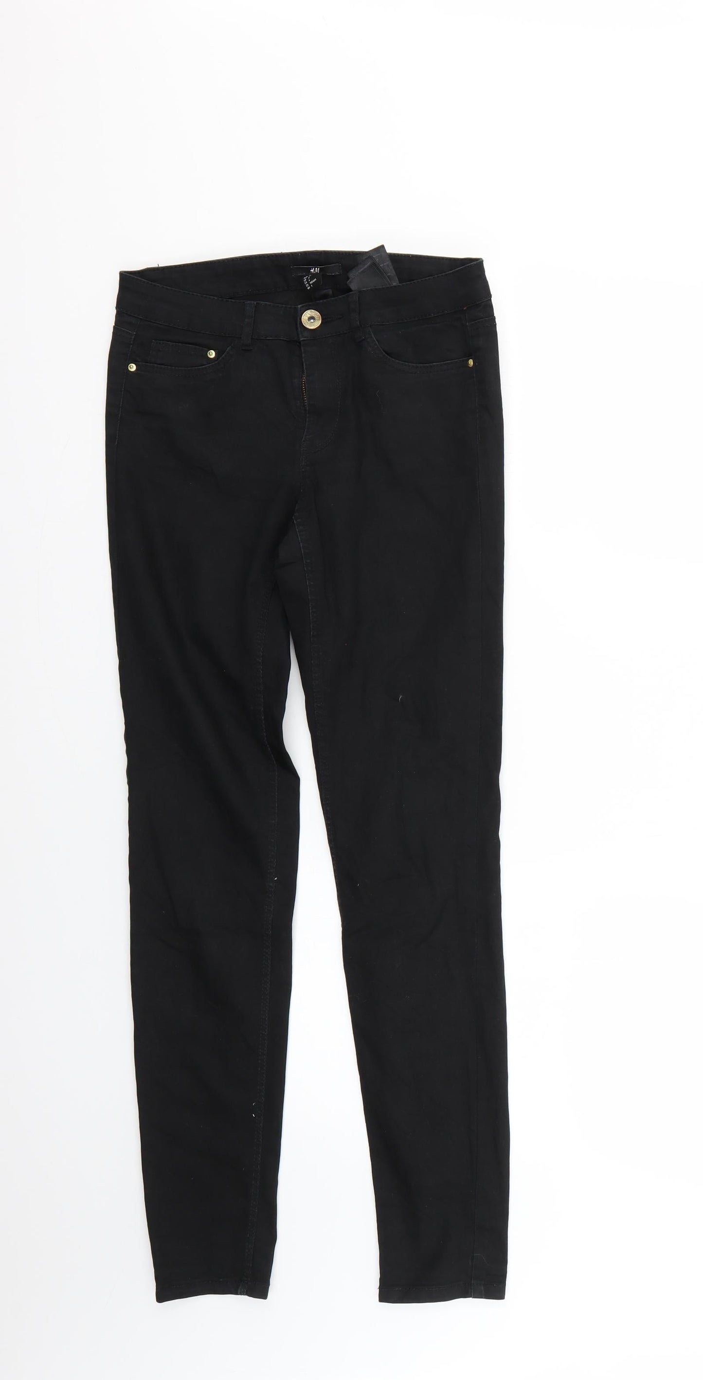 Womens UK Size 4 H&M Regular Fit Skinny Black Jeans