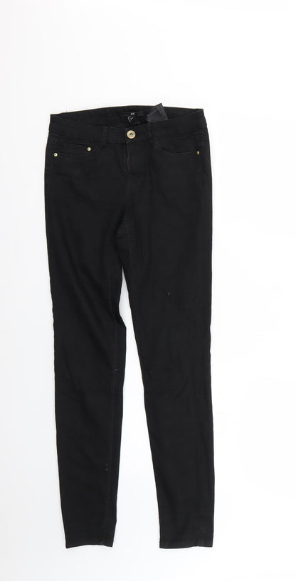 Womens UK Size 4 H&M Regular Fit Skinny Black Jeans