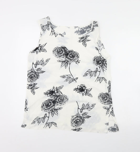 Womens UK Size 12 Preworn White Basic Tank