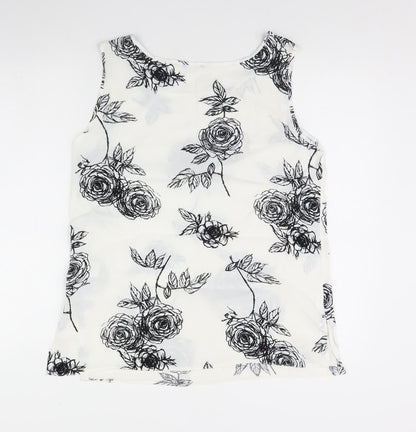 Womens UK Size 12 Preworn White Basic Tank