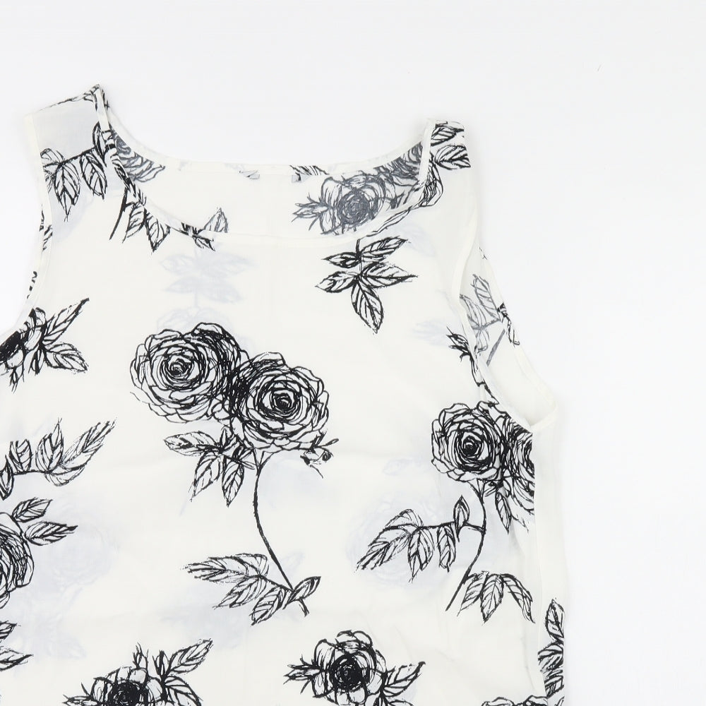 Womens UK Size 12 Preworn White Basic Tank