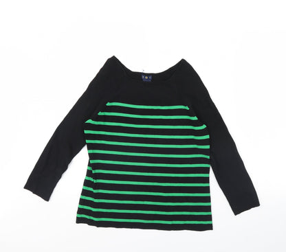 IWI Womens Black Striped  Pullover Jumper Size L