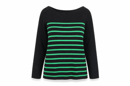 IWI Womens Black Striped  Pullover Jumper Size L