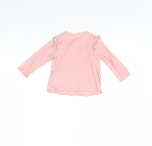 Fred & FLo Girls Pink   Basic Blouse Size 6-9 Months  - Happy