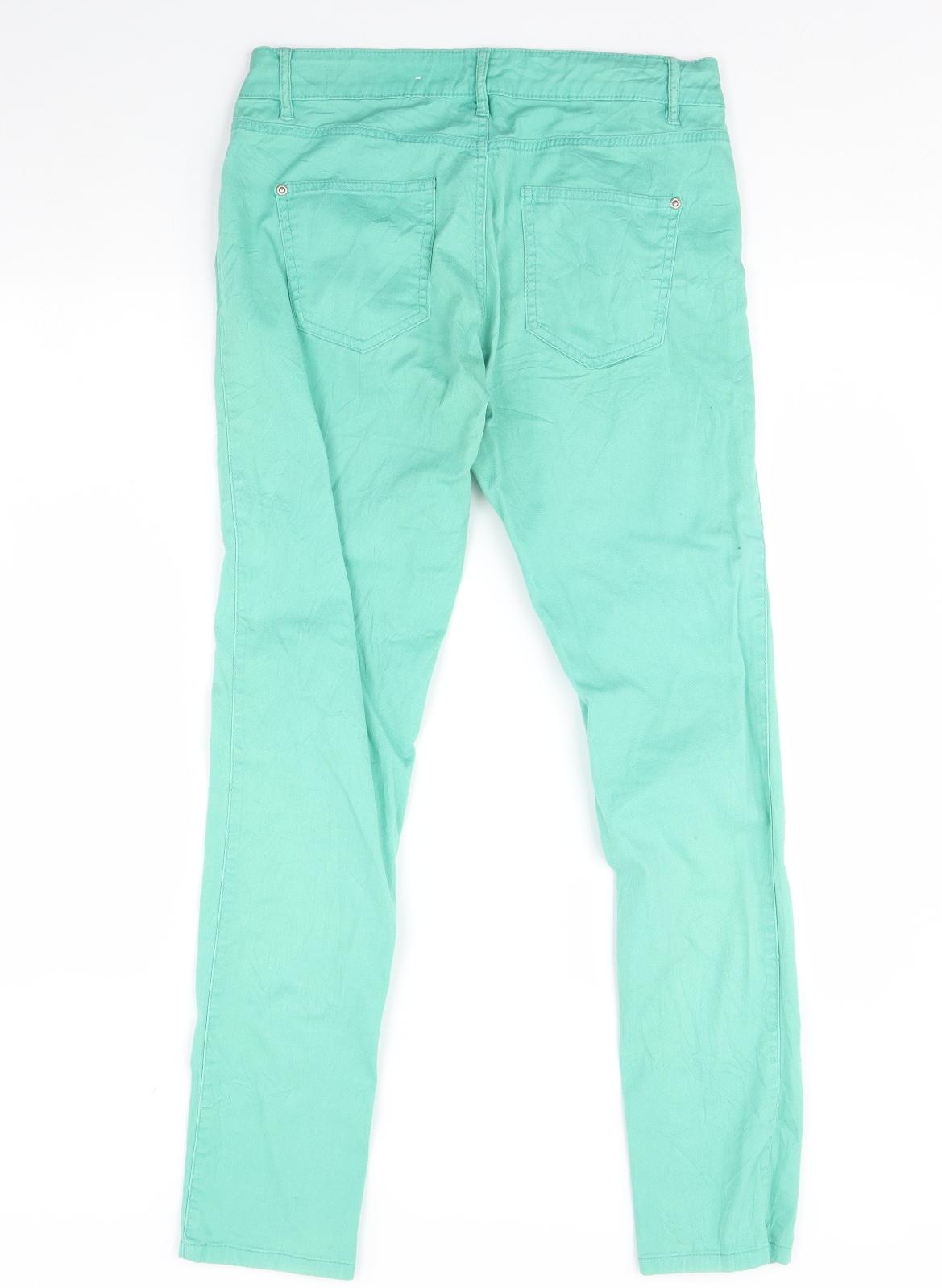 Womens UK Size 12 Janina Regular Fit Straight Green Jeans