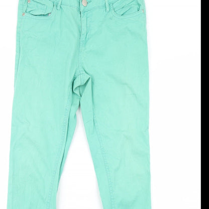 Womens UK Size 12 Janina Regular Fit Straight Green Jeans