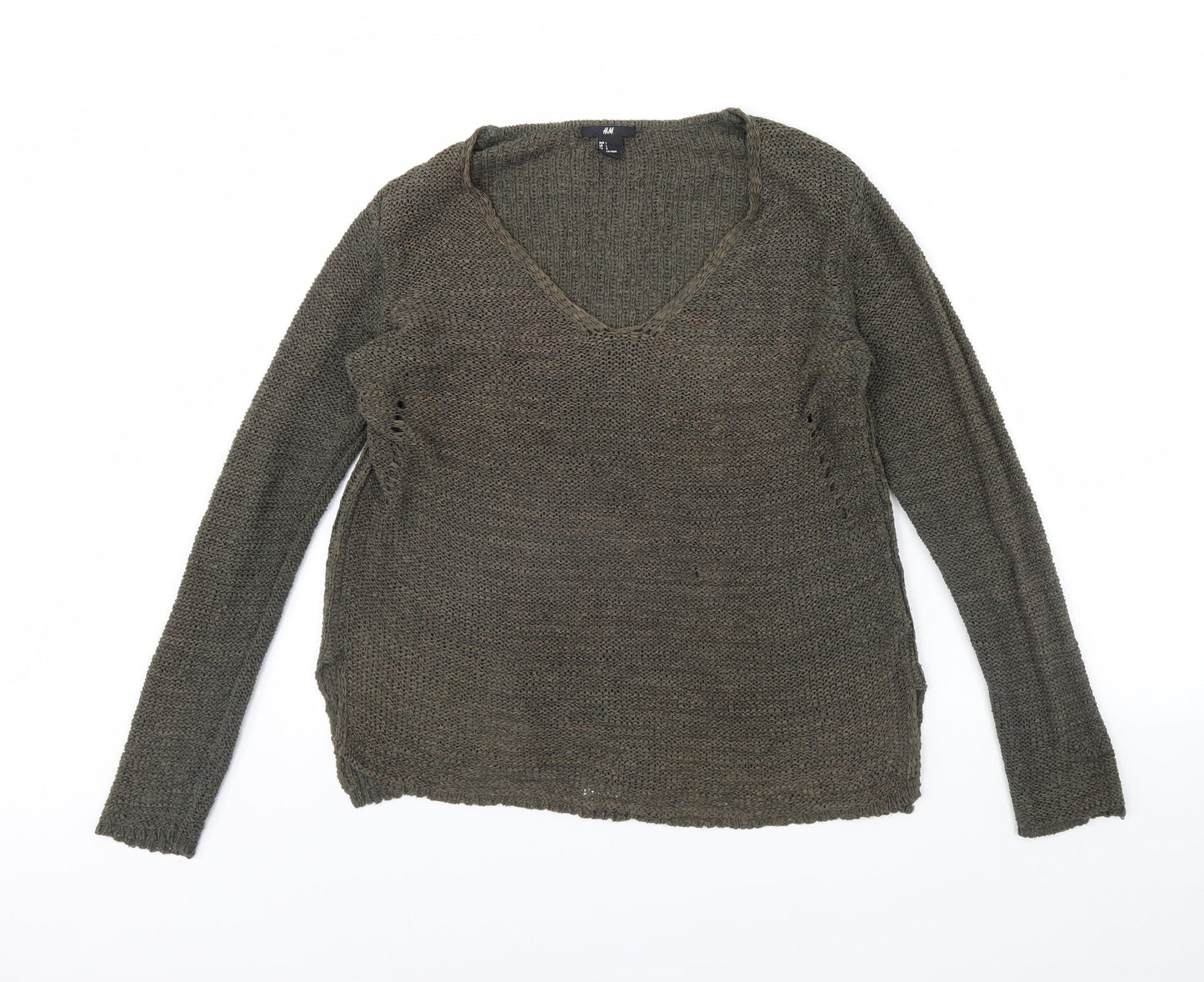 Womens UK Size L H&M Green Pullover Jumper