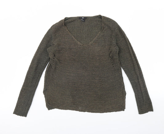 Womens UK Size L H&M Green Pullover Jumper
