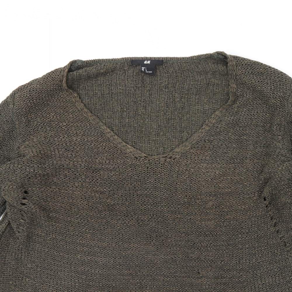 Womens UK Size L H&M Green Pullover Jumper