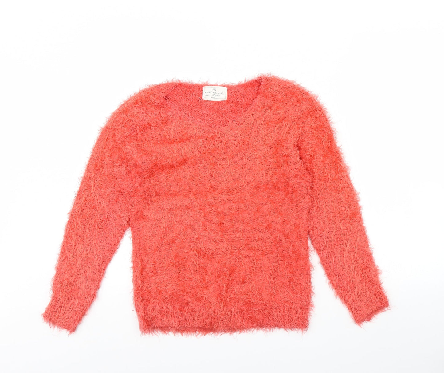 Womens UK Size XS Preworn Orange Pullover Jumper