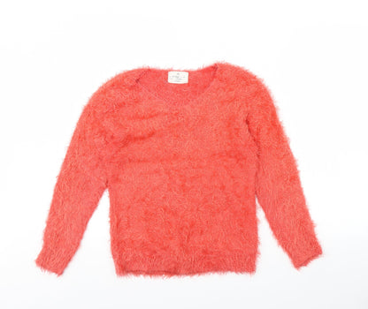 Womens UK Size XS Preworn Orange Pullover Jumper