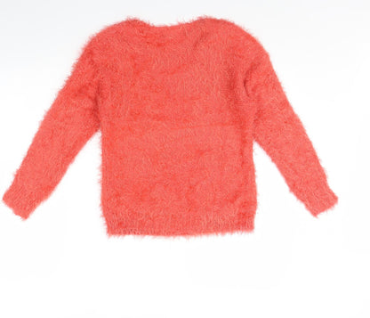 Womens UK Size XS Preworn Orange Pullover Jumper