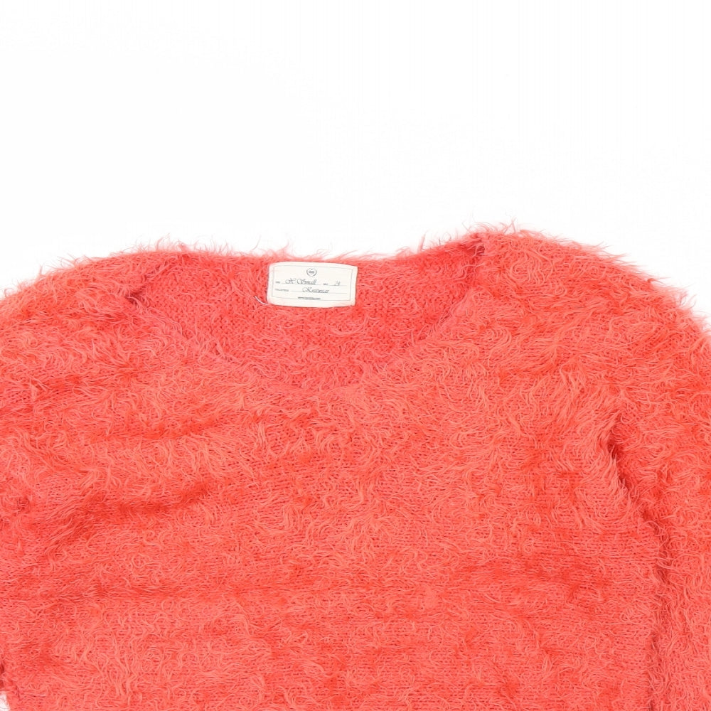 Womens UK Size XS Preworn Orange Pullover Jumper
