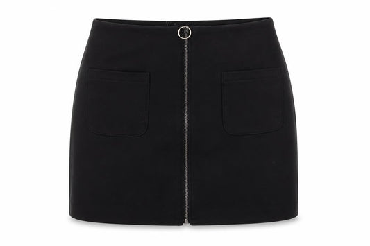 Front view of Red Herring women’s black a-line skirt, size UK 12