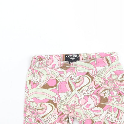 Xoxo  Girls Pink Floral  Cropped Leggings Size 24 Months