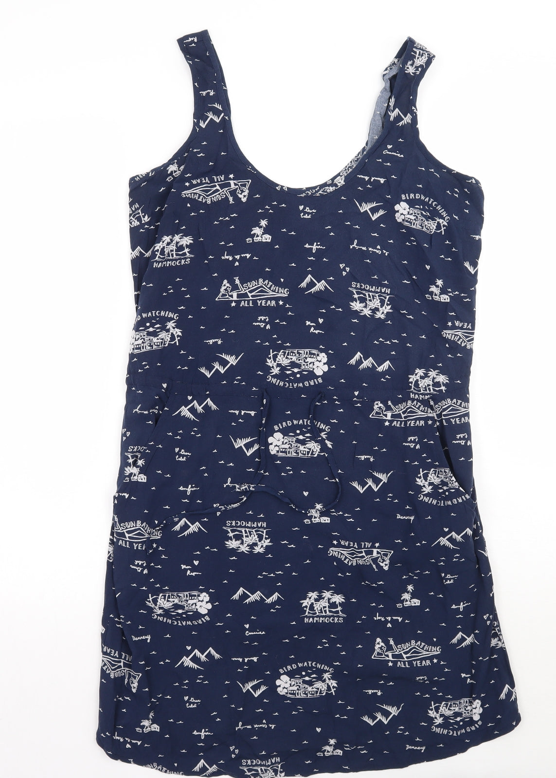 Gap Womens Blue Geometric Rayon A-Line  Size XS