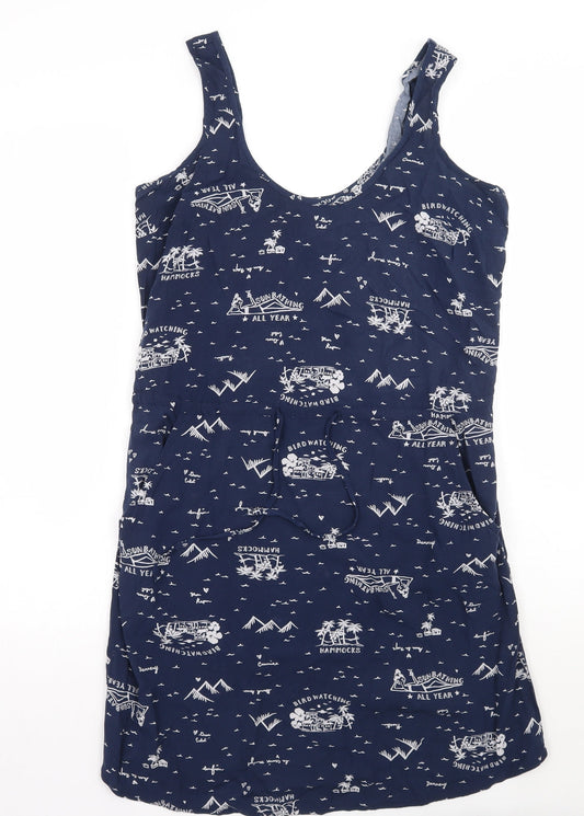 Gap Womens Blue Geometric Rayon A-Line  Size XS