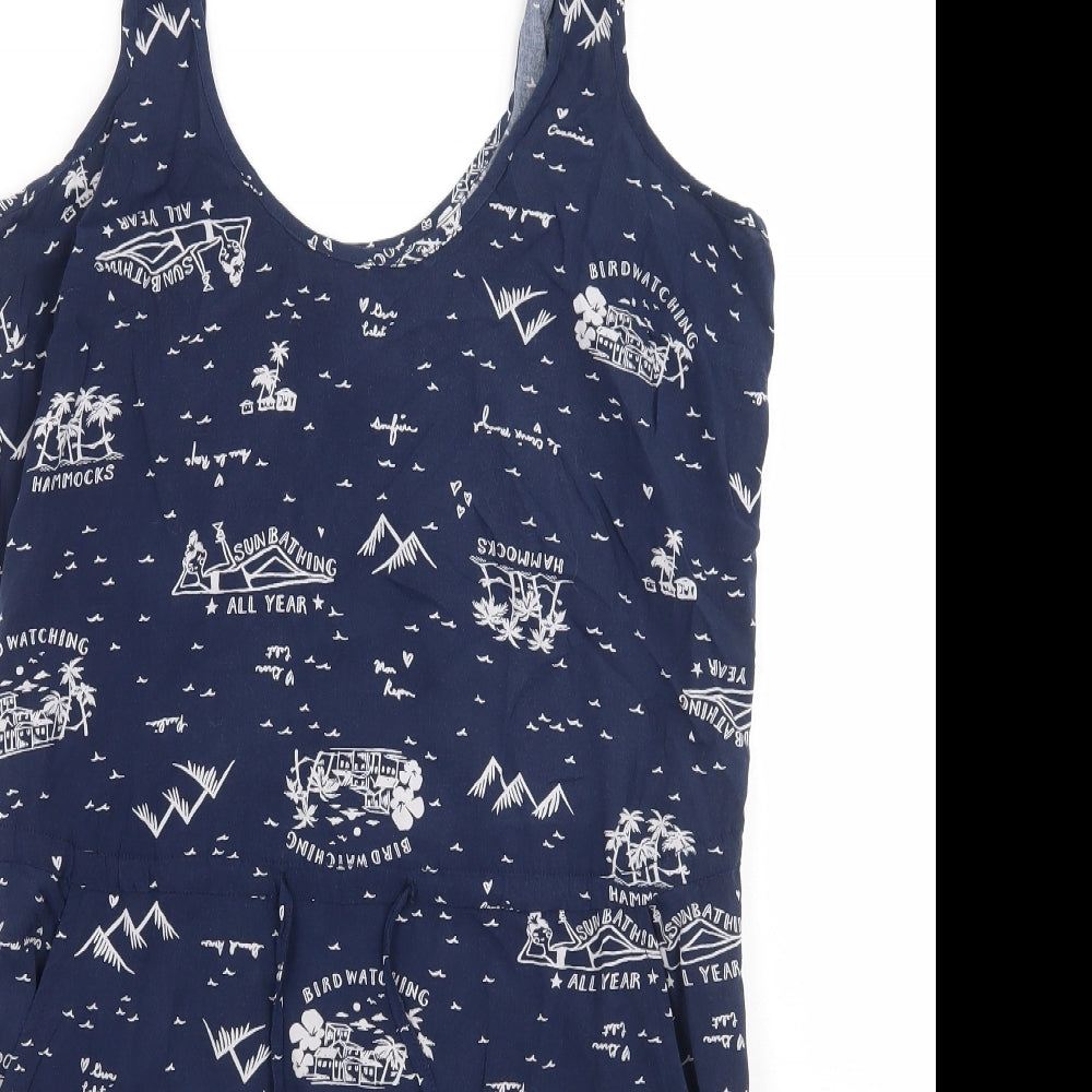 Gap Womens Blue Geometric Rayon A-Line  Size XS