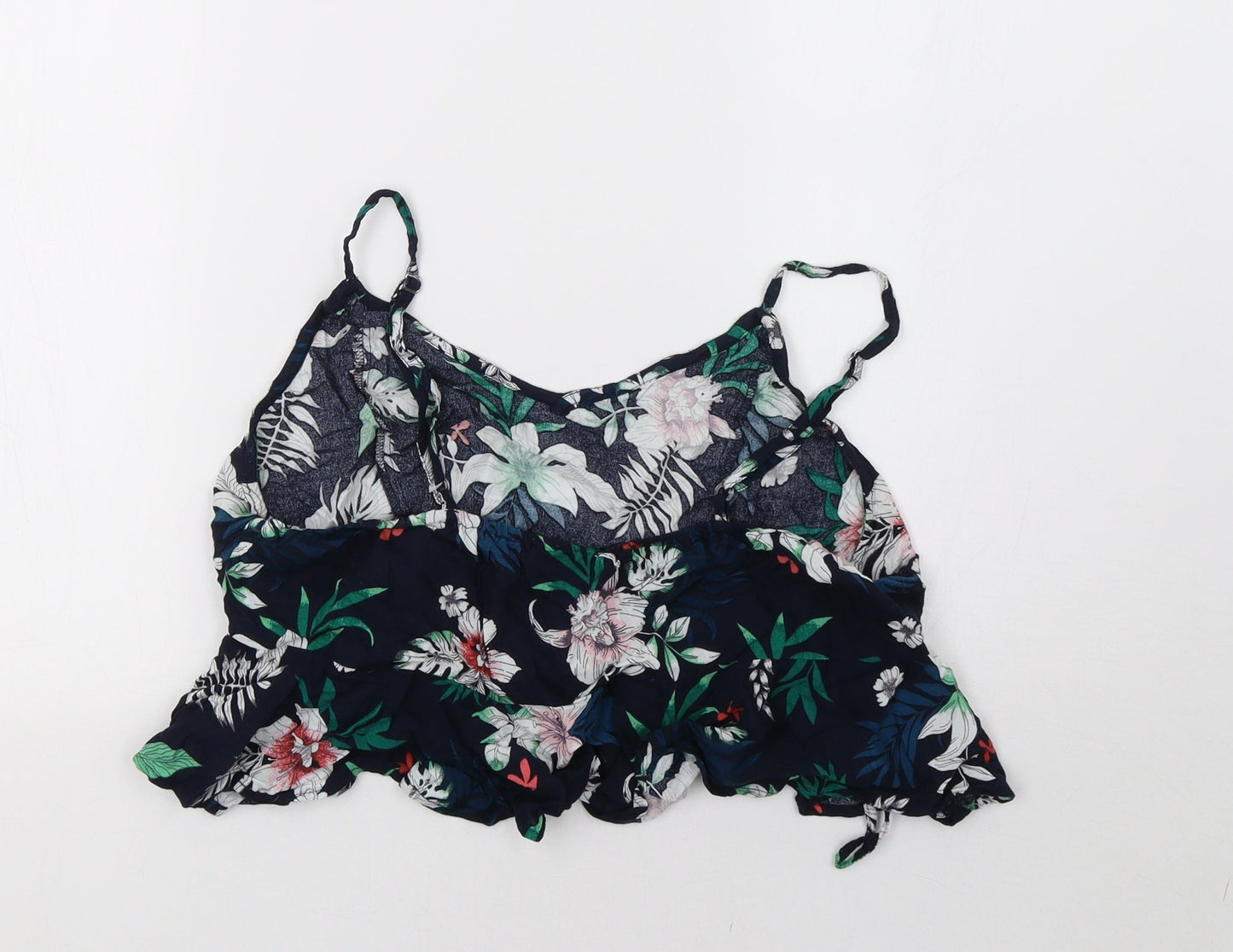 spiagga dolce Womens Blue Floral Rayon Cropped T-Shirt Size M