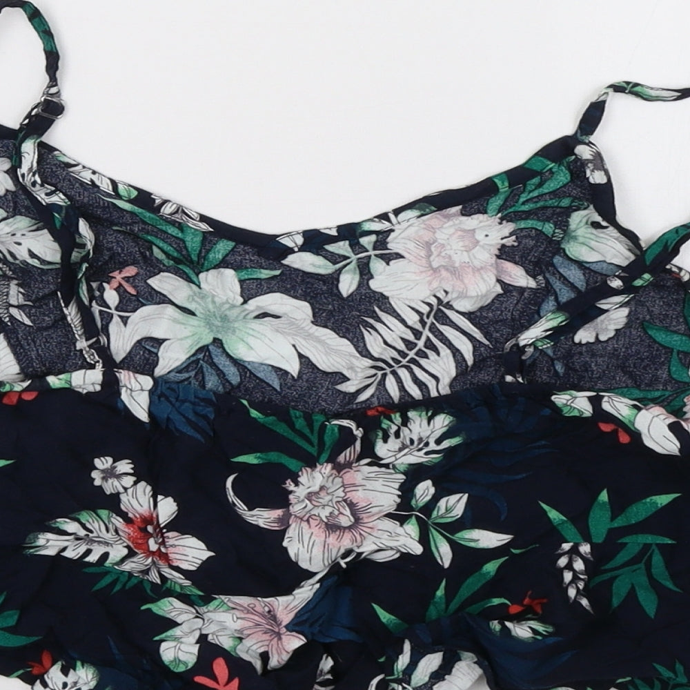 spiagga dolce Womens Blue Floral Rayon Cropped T-Shirt Size M