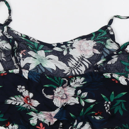spiagga dolce Womens Blue Floral Rayon Cropped T-Shirt Size M