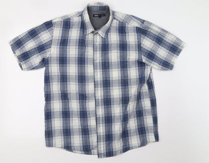 Mens UK Size L Easy Blue  Button-Up Short Sleeve Casual Shirt
