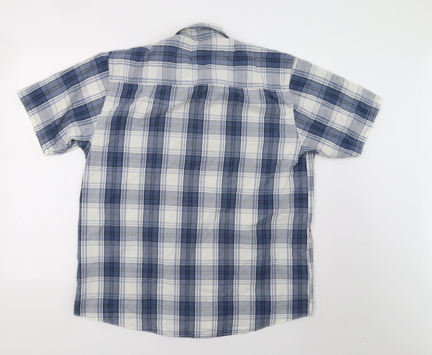 Mens UK Size L Easy Blue  Button-Up Short Sleeve Casual Shirt