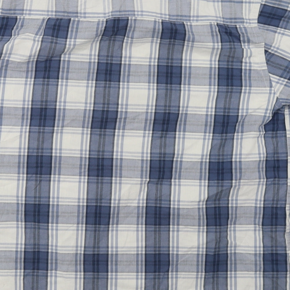 Mens UK Size L Easy Blue  Button-Up Short Sleeve Casual Shirt