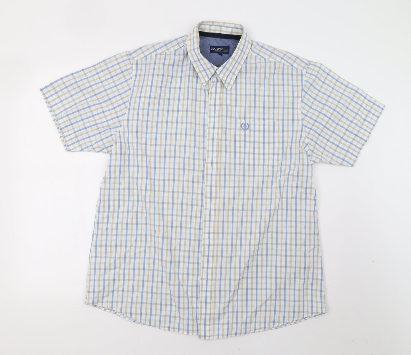 Mens UK Size L EAST White  Button-Up Short Sleeve Casual Shirt