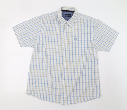 Mens UK Size L EAST White  Button-Up Short Sleeve Casual Shirt